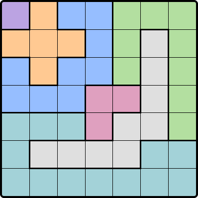 An empty 7*7 grid of the Queens' game.